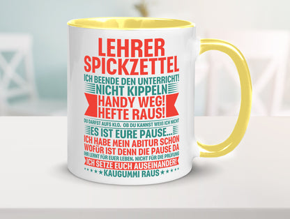 Lehrer Spickzettel | Beruf Tasse lustiger Spruch vl4 lustig Arbeit Kollegen