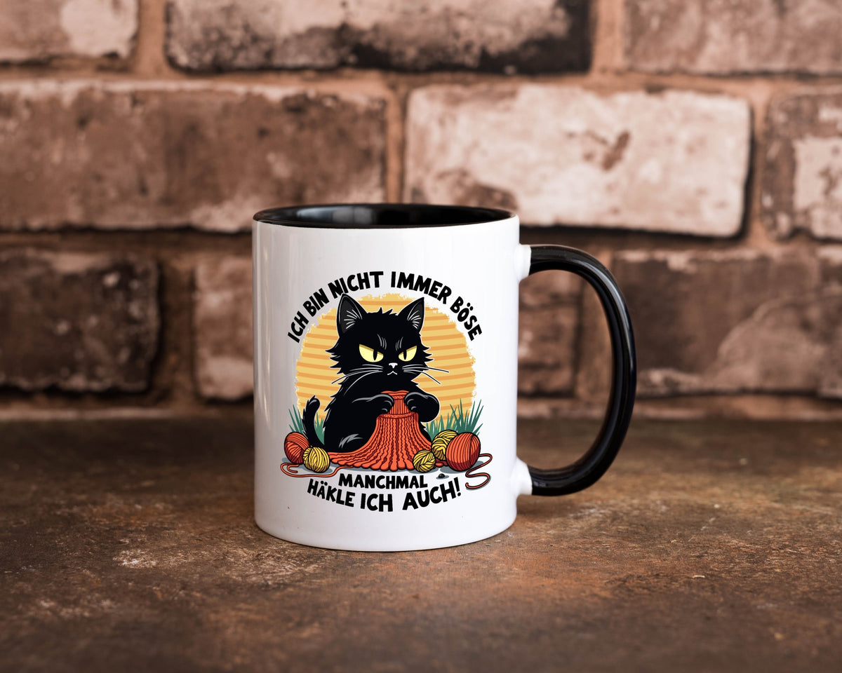 Manchmal Häkle ich auch | Schwarze Katze Häkeln lustig Tierliebhaber Humor Tasse