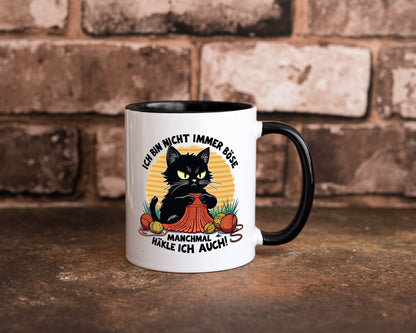 Manchmal Häkle ich auch | Schwarze Katze Häkeln lustig Tierliebhaber Humor Tasse