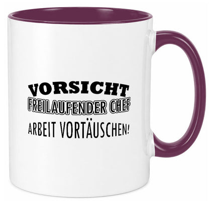 Freilaufender Chef lustig Arbeit Kollegen Büro Geschenk Tasse