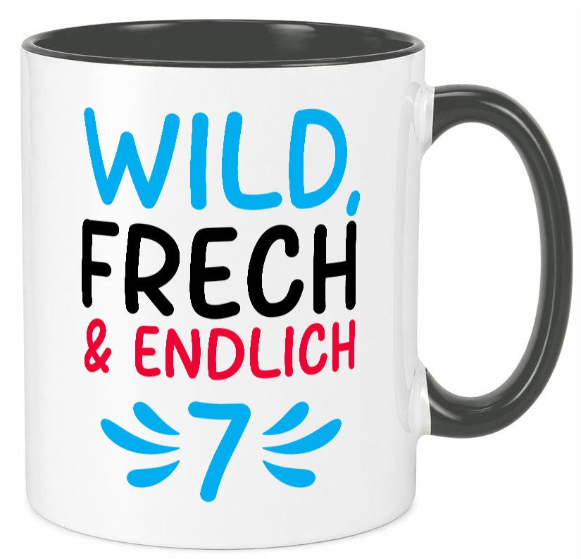 7. Geburtstag | 7 Jahre Wild &amp; Frech lustiger Spruch Geschenk Geschenkidee Tasse