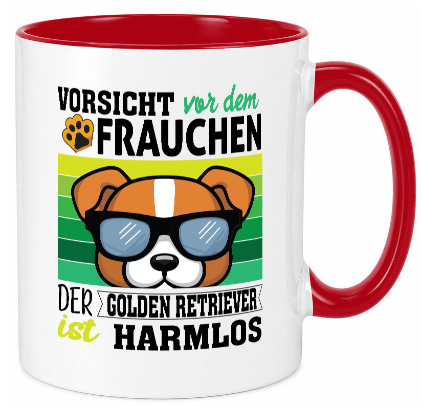 Vorsicht vor dem Frauchen Golden Retriever ist Harmlos lustiger Spruch Geschenk