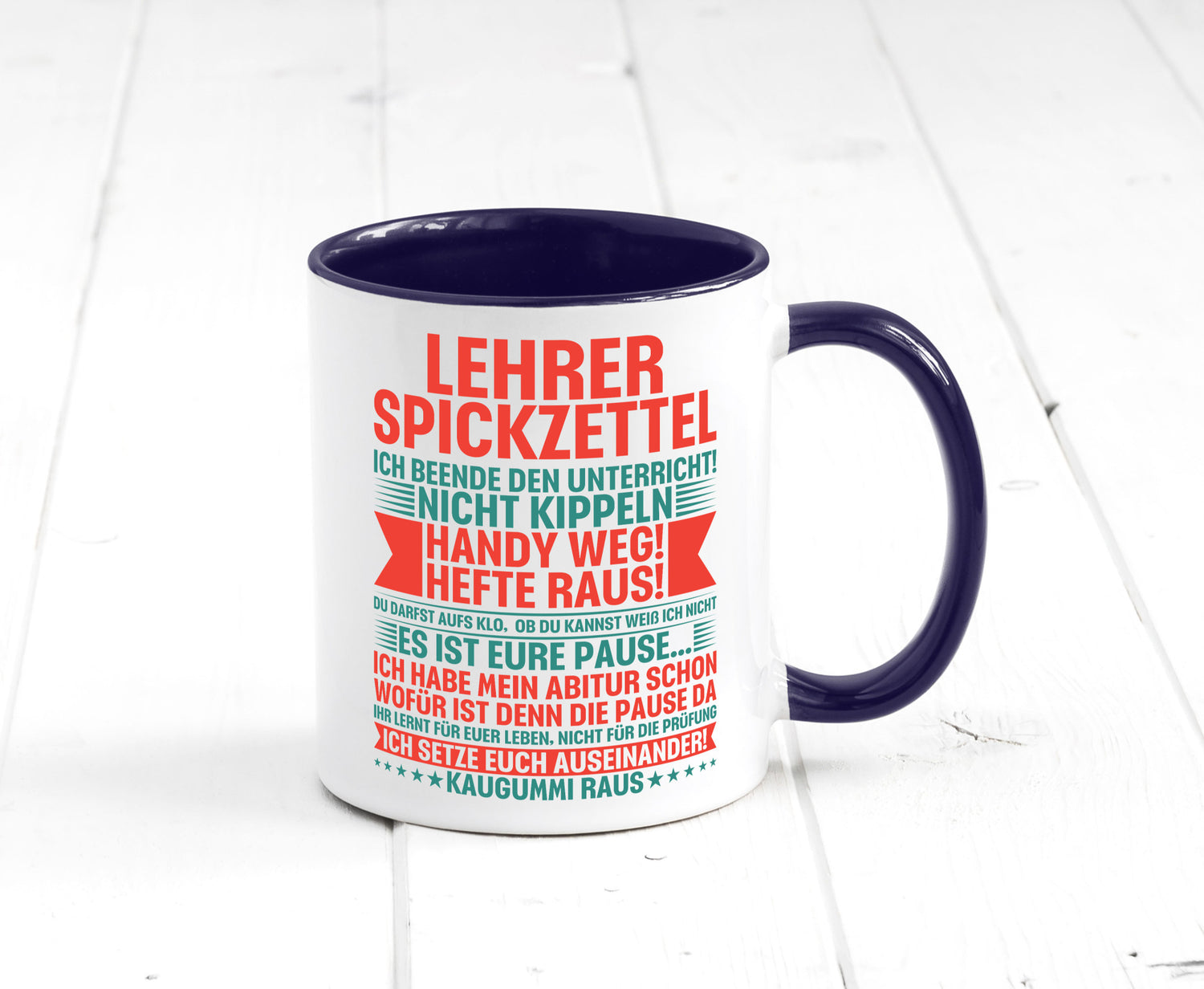 Lehrer Spickzettel | Beruf Tasse lustiger Spruch vl4 lustig Arbeit Kollegen