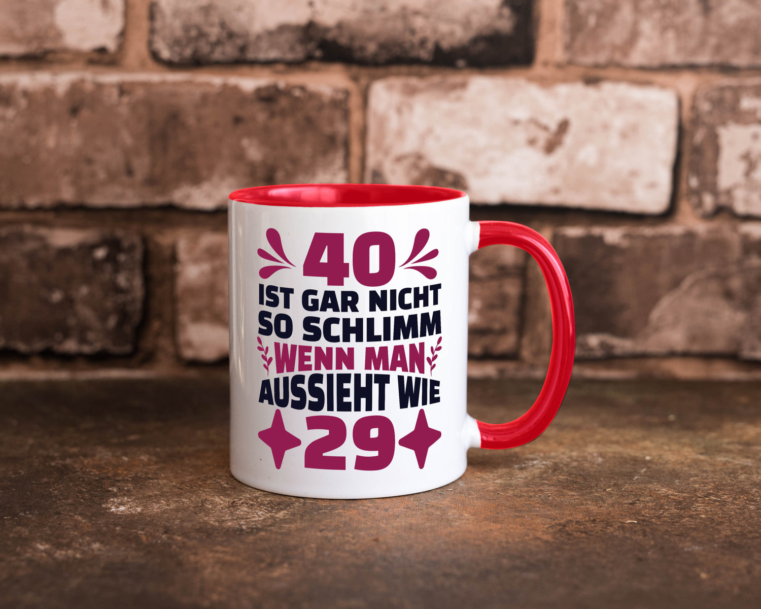 40 ist gar nicht schlimm | 40. Geburtstag Jung aussehen Geschenkidee Humor Tasse