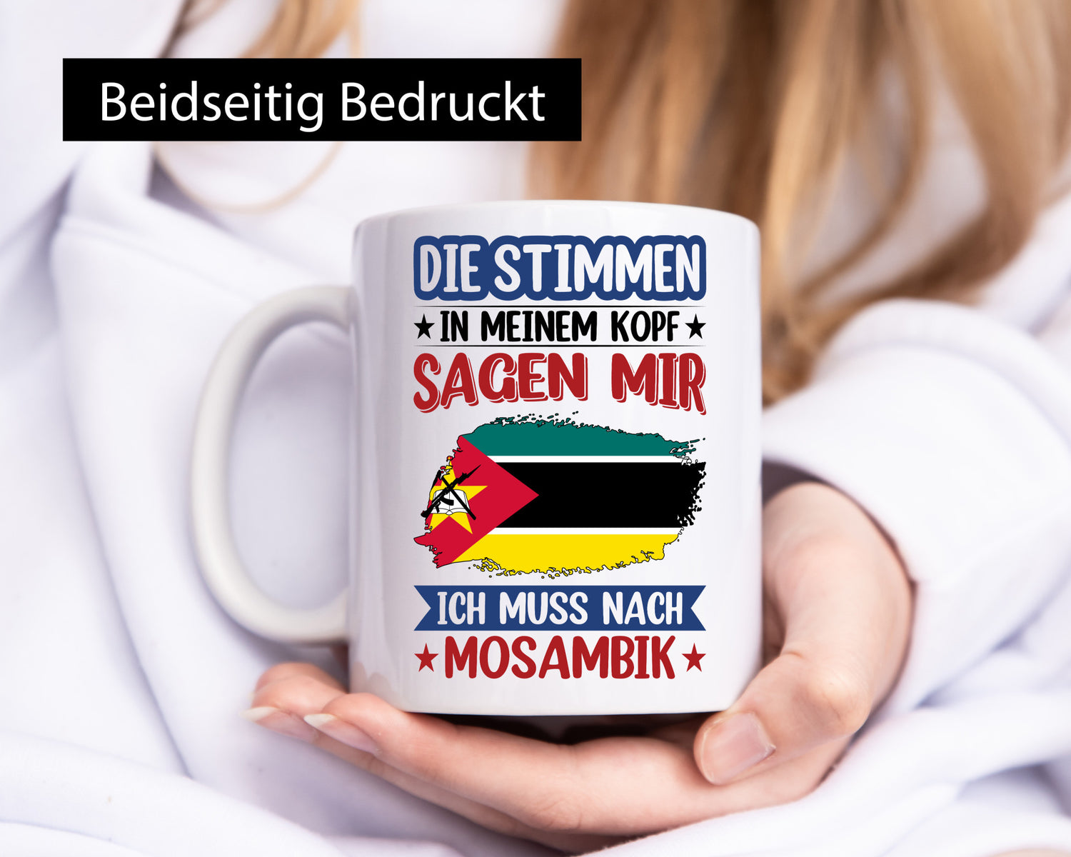 Mosambik | Urlaub Stimmen in meinem Kopf Traumland Humor Geschenkidee Tasse