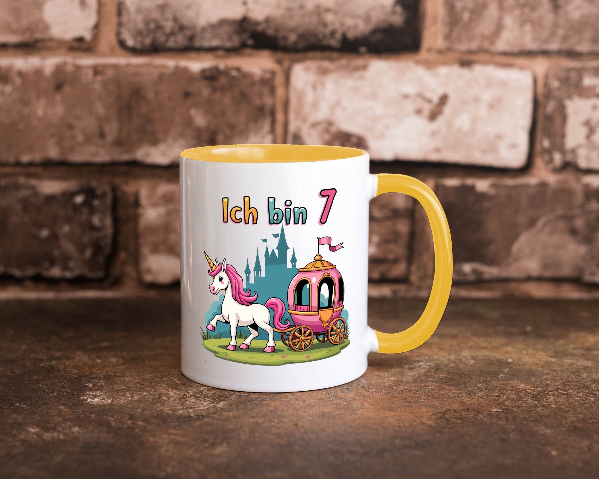 7. Geburtstag | Prinzessin in Kutsche Einhorn lustiger Spruch Geschenk