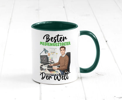 Bester Mediengestalter | Medien v2 Geschenk Humor Geschenkidee lustiger Spruch Tasse