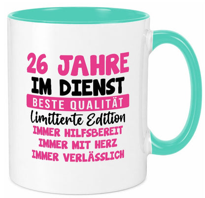 26 Jahre im Dienst | Jubiläum Arbeit v10 Geschenk Kollegen Büro lustiger Spruch Tasse