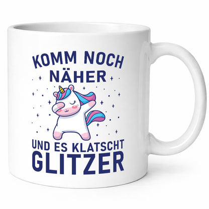 Komm näher, es klatscht Glitzer | Einhorn Sterne lustig Humor Geschenkidee