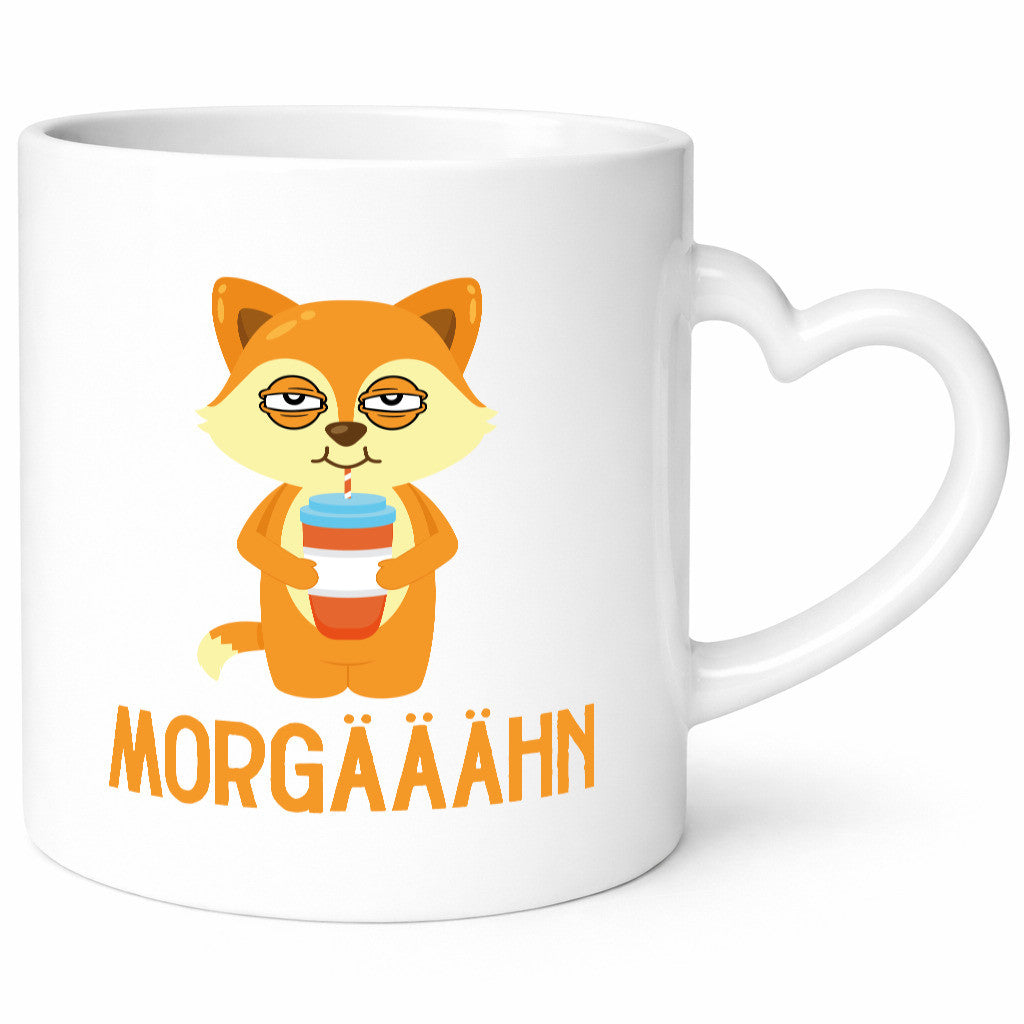 Morgähn | Gähnen Müde Morgenmuffel Fuchs im Bademantel Geschenkidee Humor Tasse