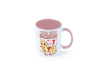 7. Geburtstag | 7 Jahre Mädchen Reiten Pony lustiger Spruch Geschenk Tasse