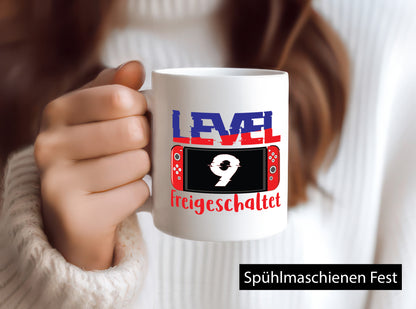 Level 9 Freigeschaltet | 9. Geburtstag Zocker Gamer Humor Geschenkidee Tasse