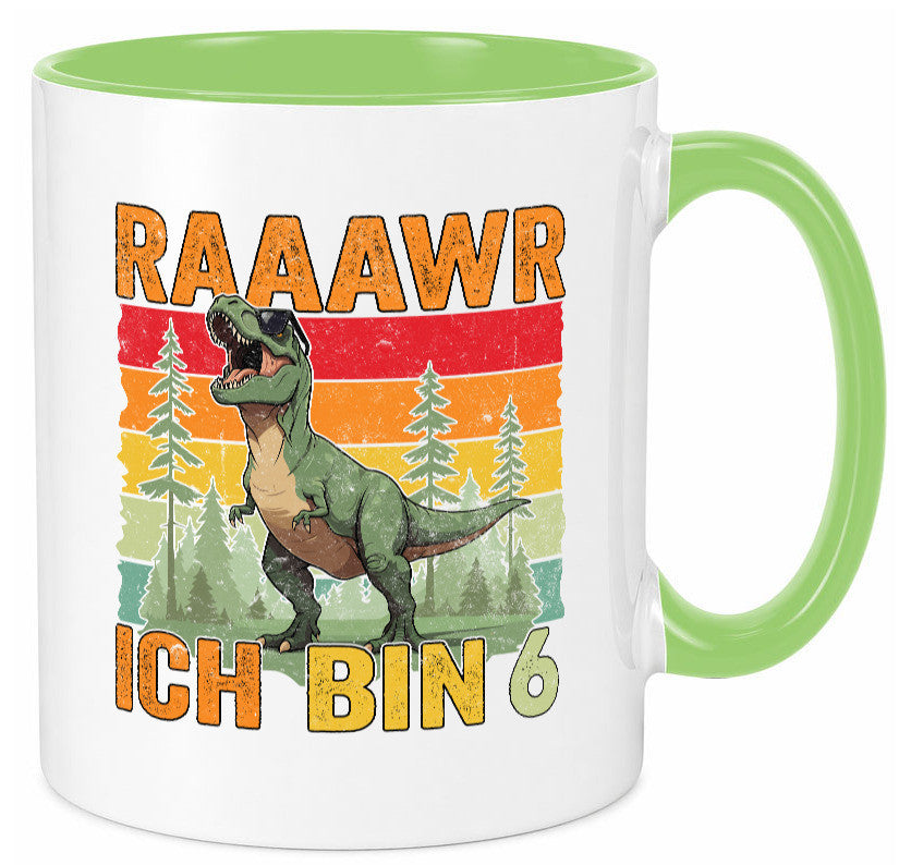 6. Geburtstag | 6 Jahre rarrrr ich bin Dinosaurier Humor Geschenkidee Tasse