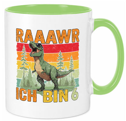 6. Geburtstag | 6 Jahre rarrrr ich bin Dinosaurier Humor Geschenkidee Tasse