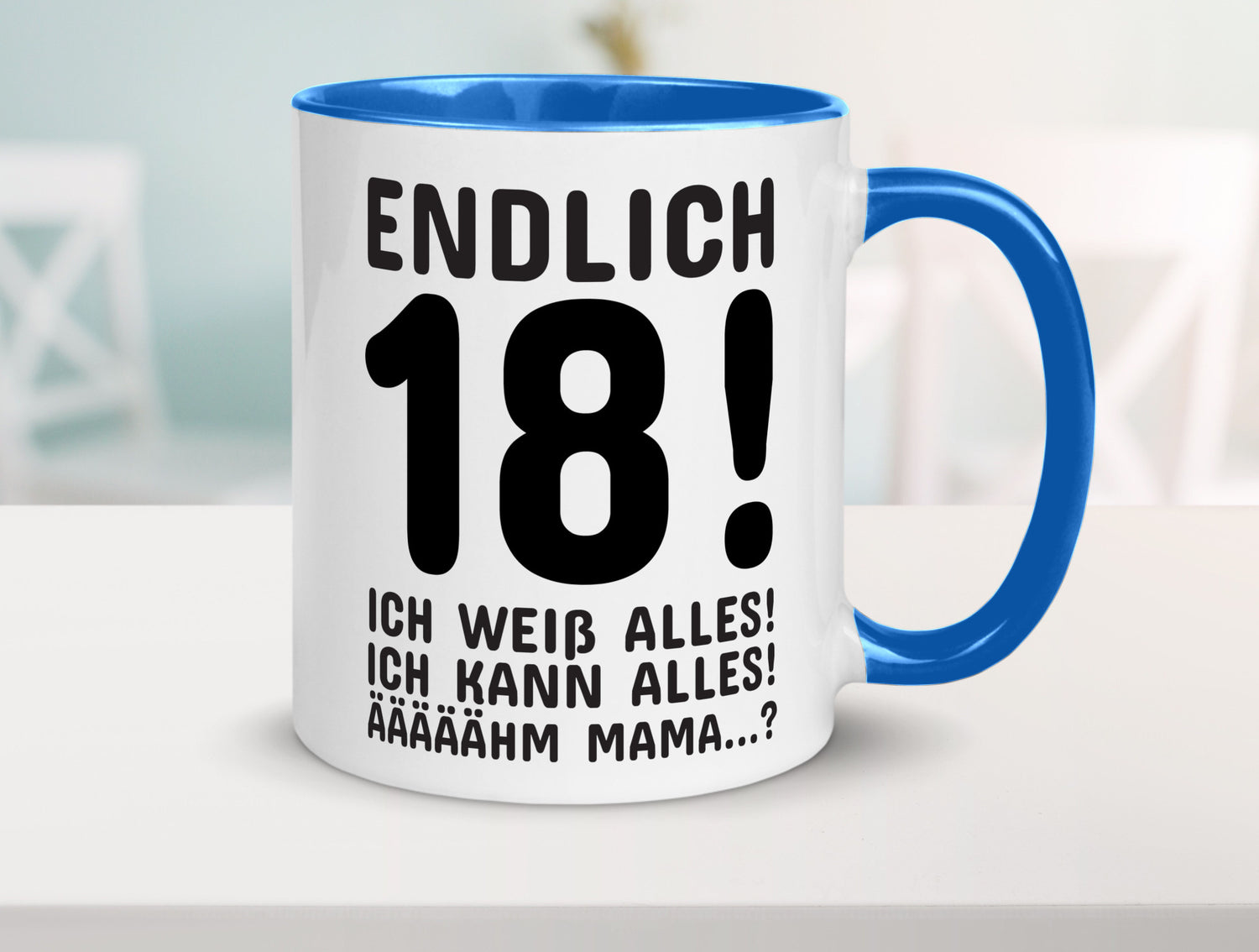 Endlich 18 | Geburtstag Tasse volljährig Erwachsen lustig Geschenkidee Geschenk
