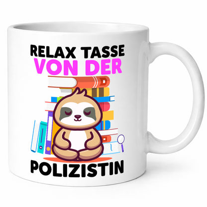 Relax Tasse: Polizistin | Beruf Polizei lustiger Spruch Geschenk Arbeit