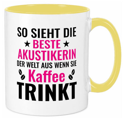 Kaffee trinkt: Akustikerin | Akustik Hörgeräteakustik Geschenkidee Humor Tasse