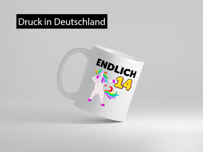 14. Geburtstag | endlich 14 Jahre Einhorn Mädchen Geschenkidee Humor Tasse