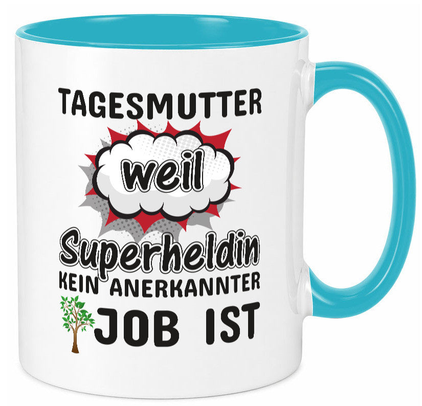 Tagesmutter Superheldin | Beruf Tasse Kinderzeichnung Geschenkidee Familie Humor