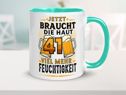 41 braucht die haut mehr Feuchtigkeit | 41. Geburtstag Geschenkidee Humor Tasse