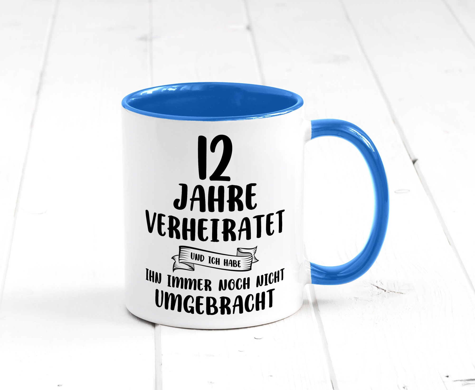 12 Jahre Verheiratet, immer noch am Leben! Geschenkidee Humor Tasse