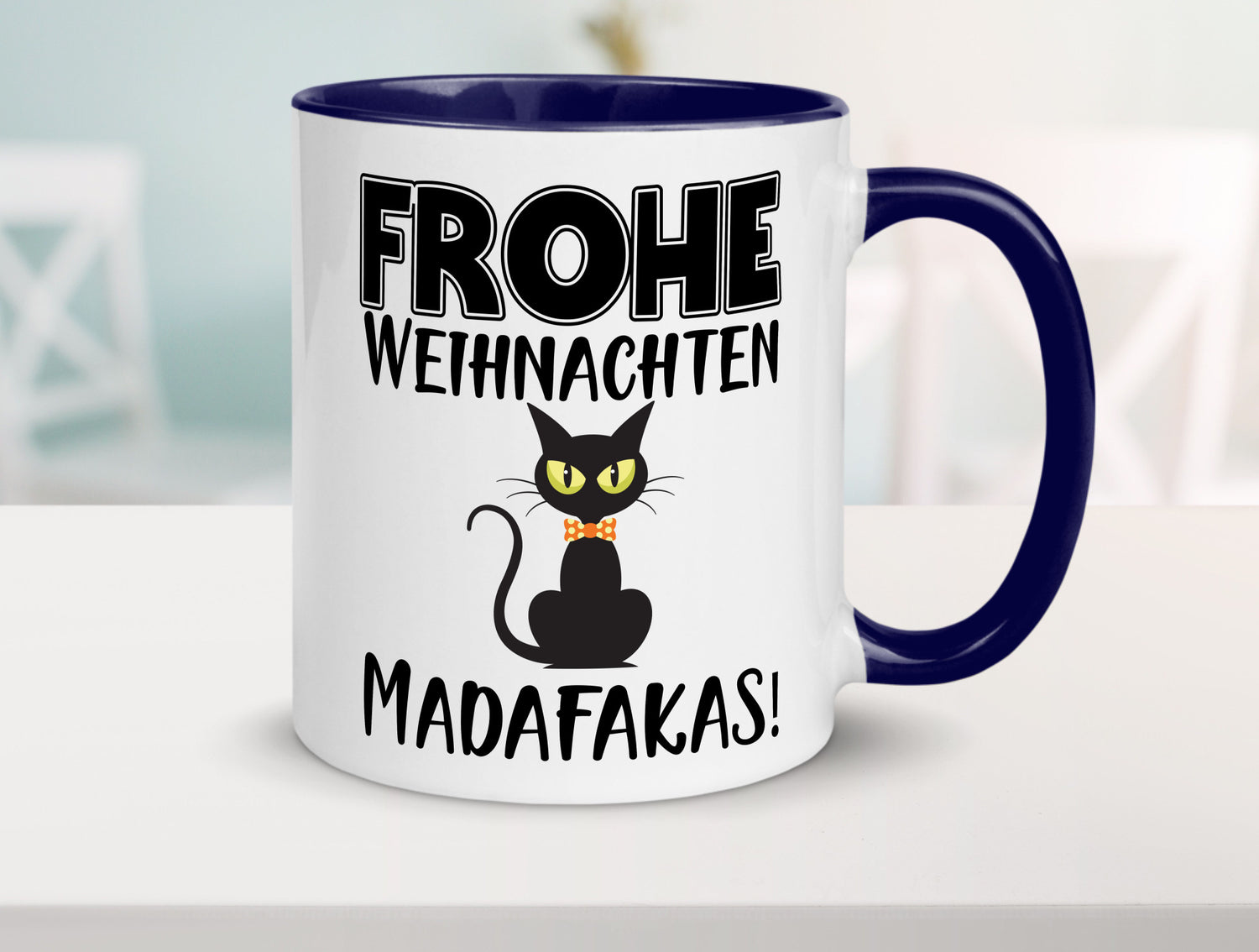 Frohe Weihnachten Madafakas! | Katze Tasse Vintage lustiger Spruch Geschenk