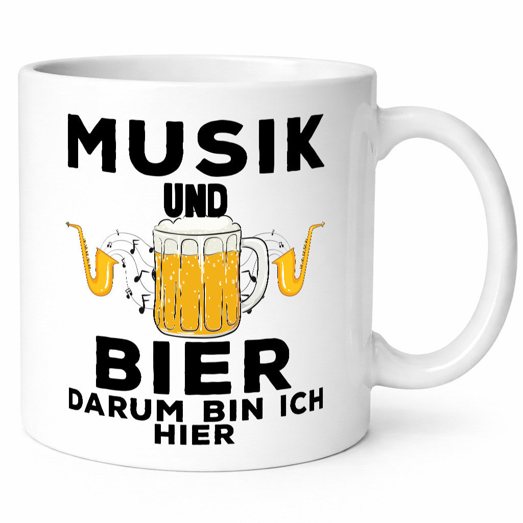 Musik und Bier darum bin ich hier | Party Freunde Humor Geschenkidee Tasse