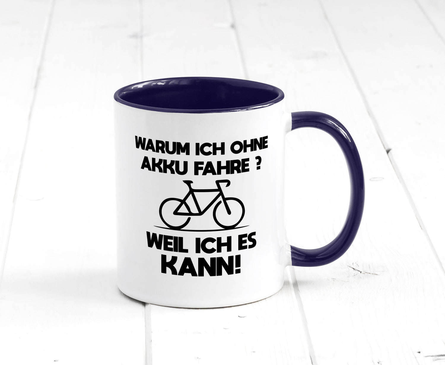 Warum ich ohne Akku fahre weil ichs kann | Radfahren Geschenk Humor