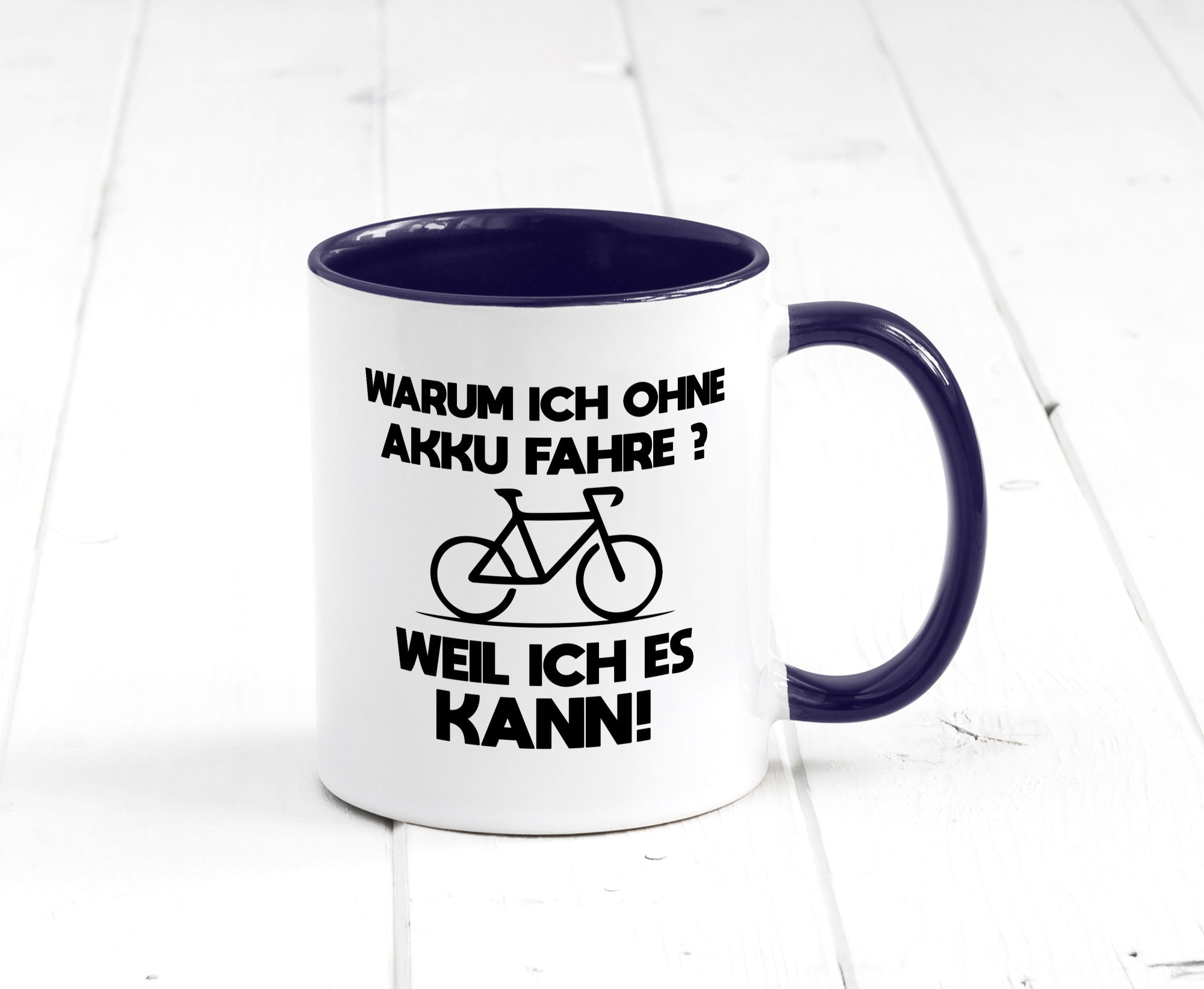 Warum ich ohne Akku fahre weil ichs kann | Radfahren Geschenk Humor