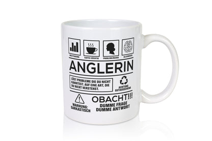 Achtung Probleme Anglerin | Angeln Fischerin Geschenkidee Humor Tasse
