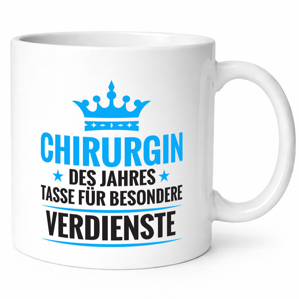 Besonderer Verdienst: Chirurgin | Chirurgie Krankenhaus Humor Geschenkidee Tasse
