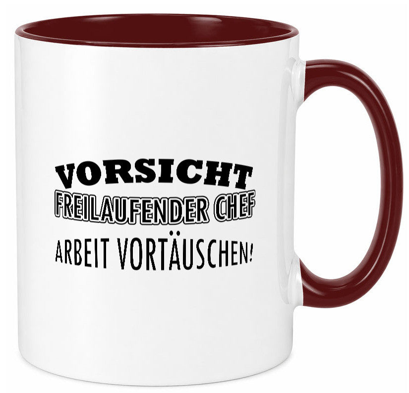 Freilaufender Chef lustig Arbeit Kollegen Büro Geschenk Tasse