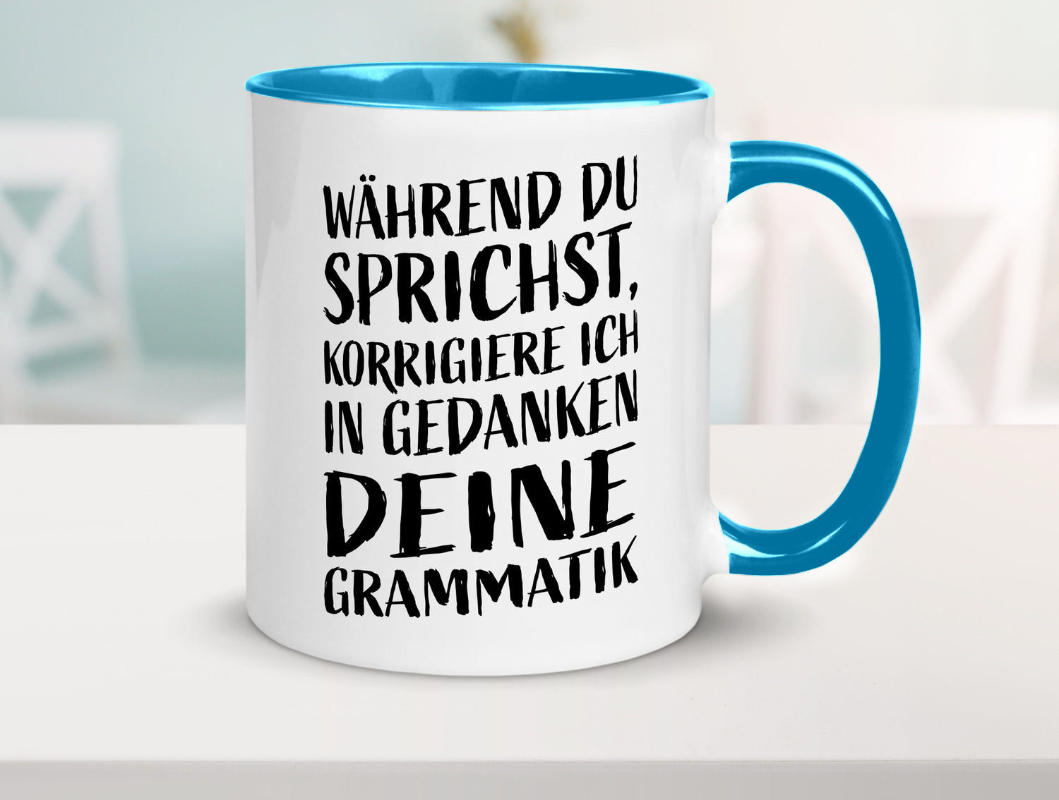 Während du sprichst, Grammatik korrigieren lustiger Spruch Geschenk Humor