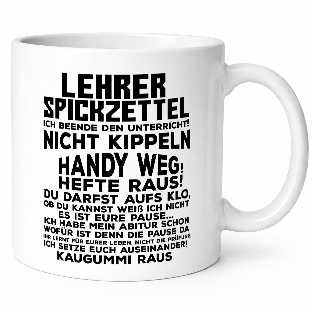 Lehrer Spickzettel | Beruf Tasse lustiger Spruch Geschenkidee Arbeit Kollegen