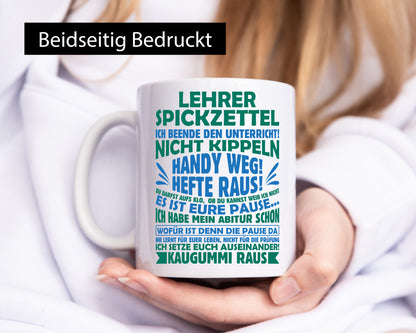 Lehrer Spickzettel | Beruf Tasse lustiger Spruch vl2 Geschenk Arbeit Kollegen