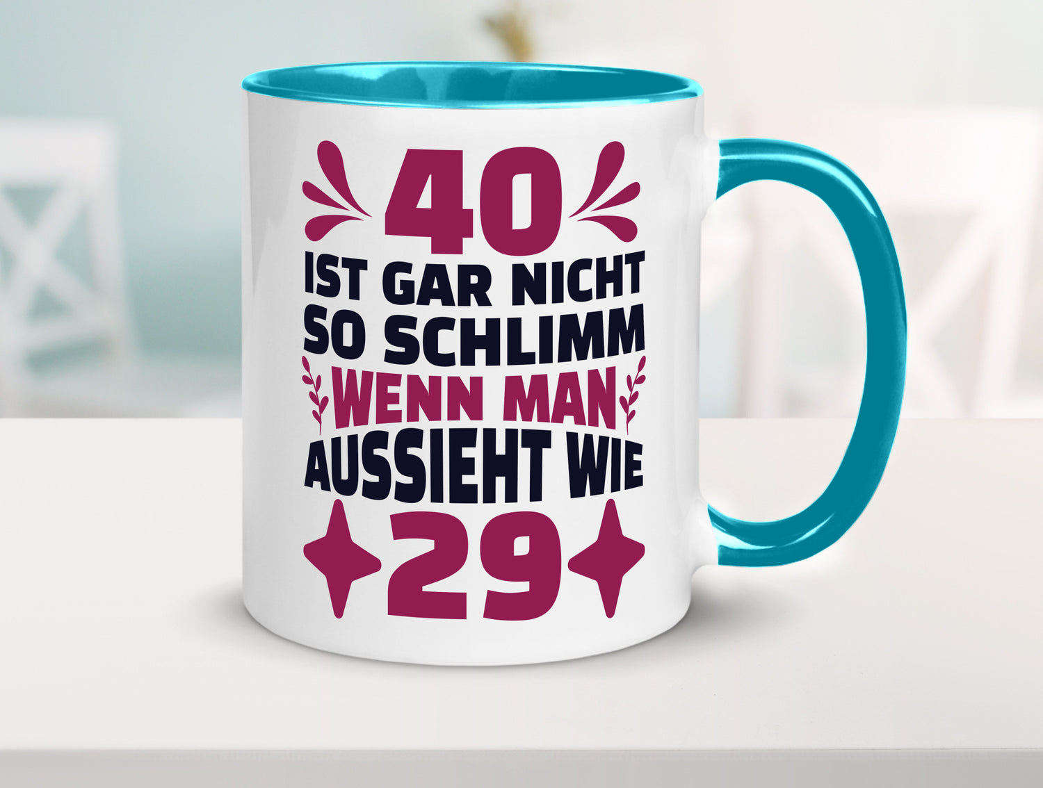 40 ist gar nicht schlimm | 40. Geburtstag Jung aussehen Geschenkidee Humor Tasse