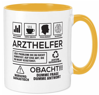 Achtung Probleme Arzthelfer | Fachangestellter Medizin lustiger Spruch Geschenk Tasse