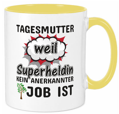 Tagesmutter Superheldin | Beruf Tasse Kinderzeichnung Geschenkidee Familie Humor