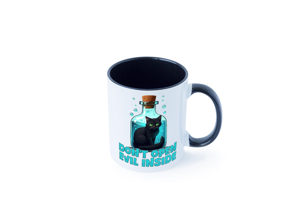 Dont open Evil inside | Böse Katze Schwarze Geschenkidee Tierliebhaber Humor Tasse