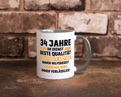 34 Jahre im Dienst | Jubiläum Arbeit v2 Humor Kollegen Büro Geschenkidee Tasse
