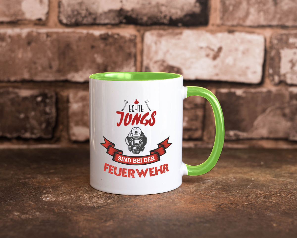Echte Jungs sind bei der Feuerwehr | Feuerwehrmann lustiger Spruch Geschenk Tasse