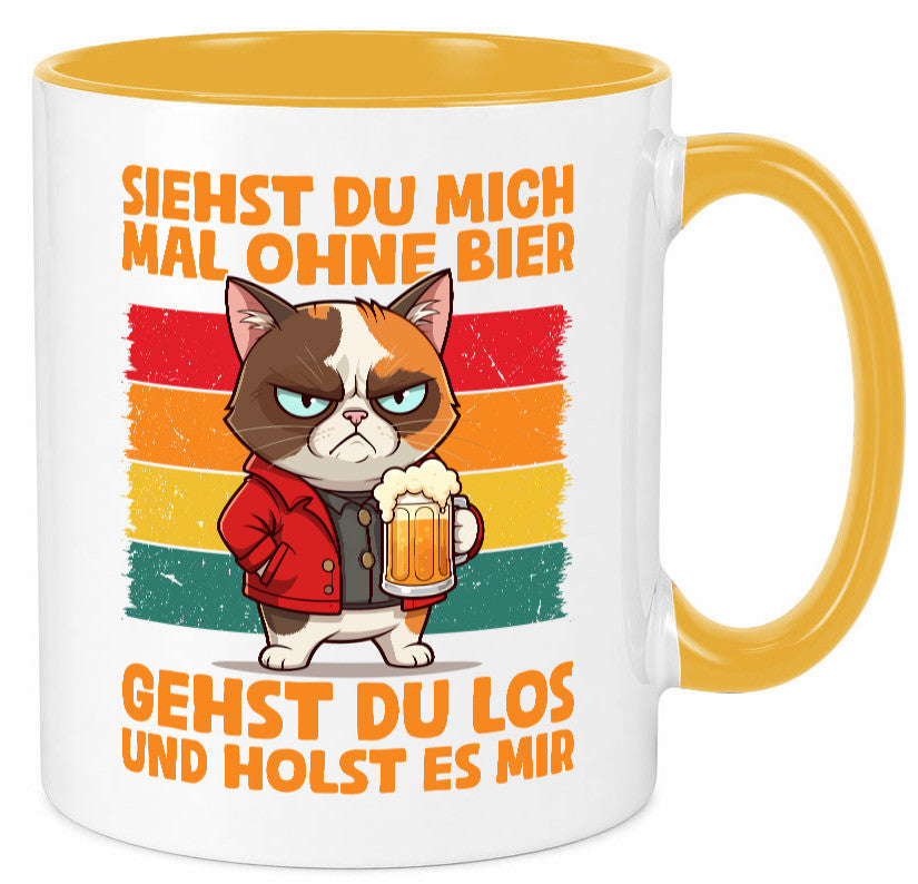 Siehst du mich ohne bier | Katze Biertrinker Geschenk Tierliebhaber Humor Tasse