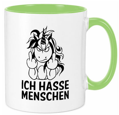 Ich hasse Menschen | Einhorn Stinkefinger lustig Humor Geschenkidee Geschenk Tasse