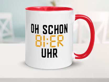 Oh schon Bier Uhr | Biertrinker Party Feiern Pils Humor Geschenkidee Tasse
