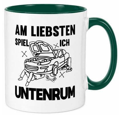 Am liebsten spiele ich untenrum | Autowektstatt lustiger Spruch Geschenk Humor Tasse