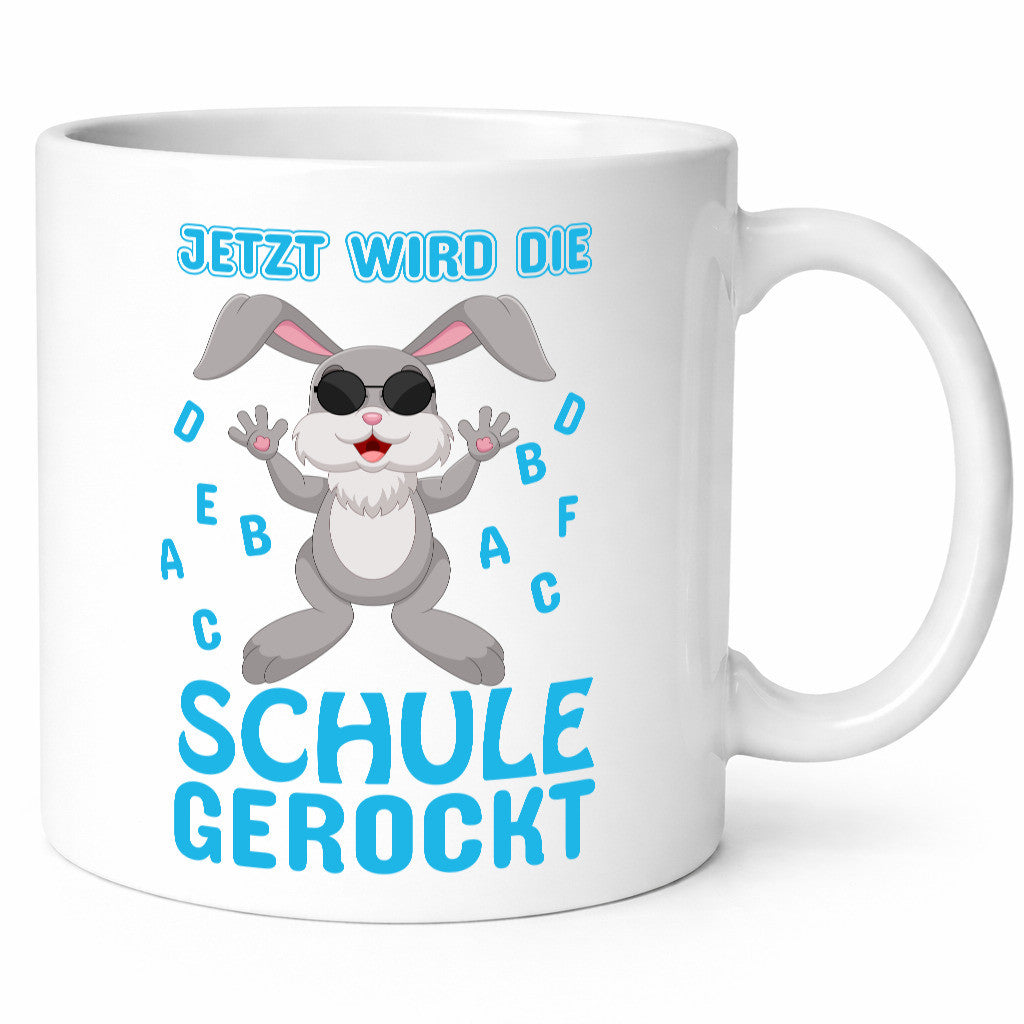 Schule wird gerockt | Schulbeginn Tasse cooler Hase lustiger Spruch Geschenk