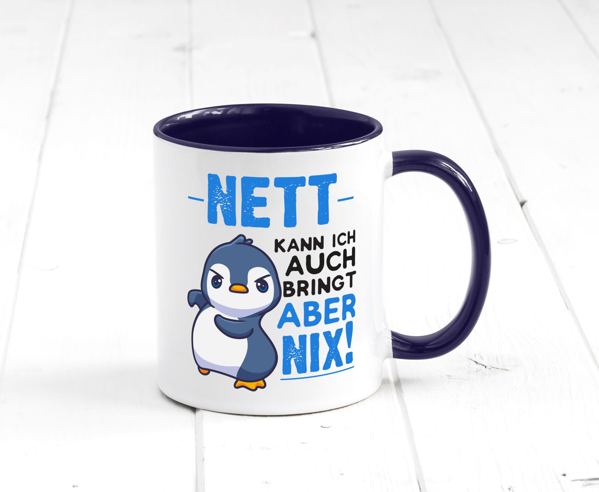 Nett kann ich auch | lustige Spruchtasse Pinguin Geschenk Humor Geschenkidee