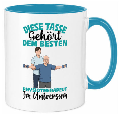 Im Universum: Physiotherapeut Geschenkidee Humor Tasse