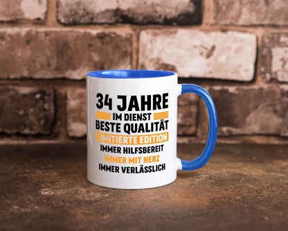 34 Jahre im Dienst | Jubiläum Arbeit v2 Humor Kollegen Büro Geschenkidee Tasse