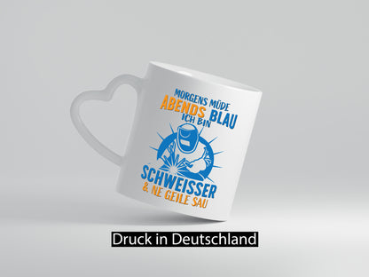 Morgens müde, Abends blau | Schweisser Humor Geschenkidee Tasse